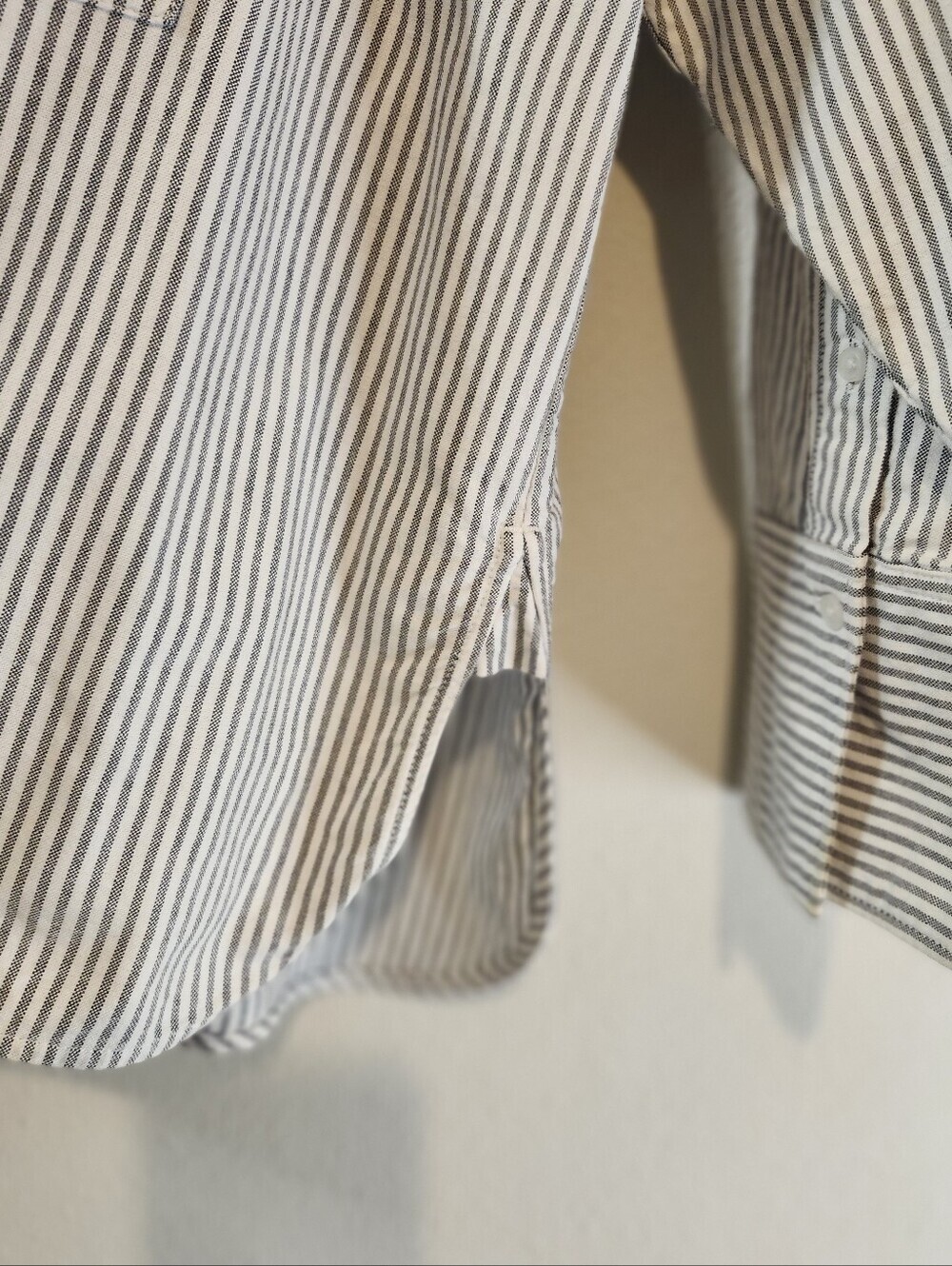 Everlane The Boxy Oxford Black And White Stripe 100% Organic Cotton Top Size L - Picture 10 of 12